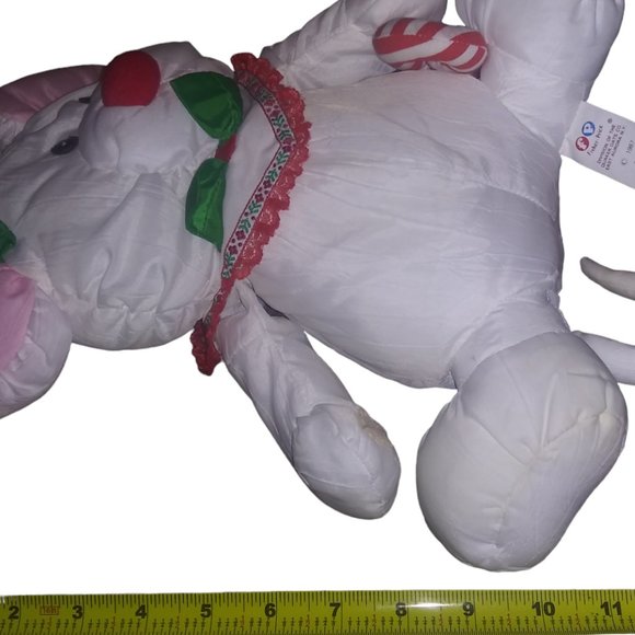 VTG Fisher Price PUFFALUMP Holiday White Mouse Candy Cane Stuffed Plush Toy 1987 - Picture 6 of 7